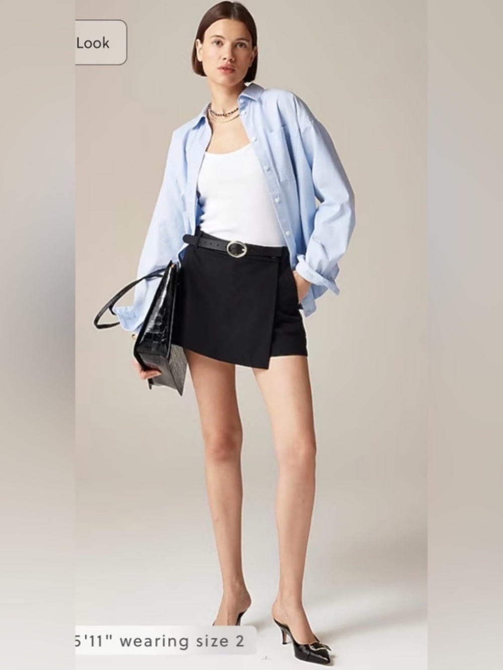 J.Crew Wrap Front Skort Size 4 Black Bi-Stretch Cotton Blend NWT Tailored Chic
